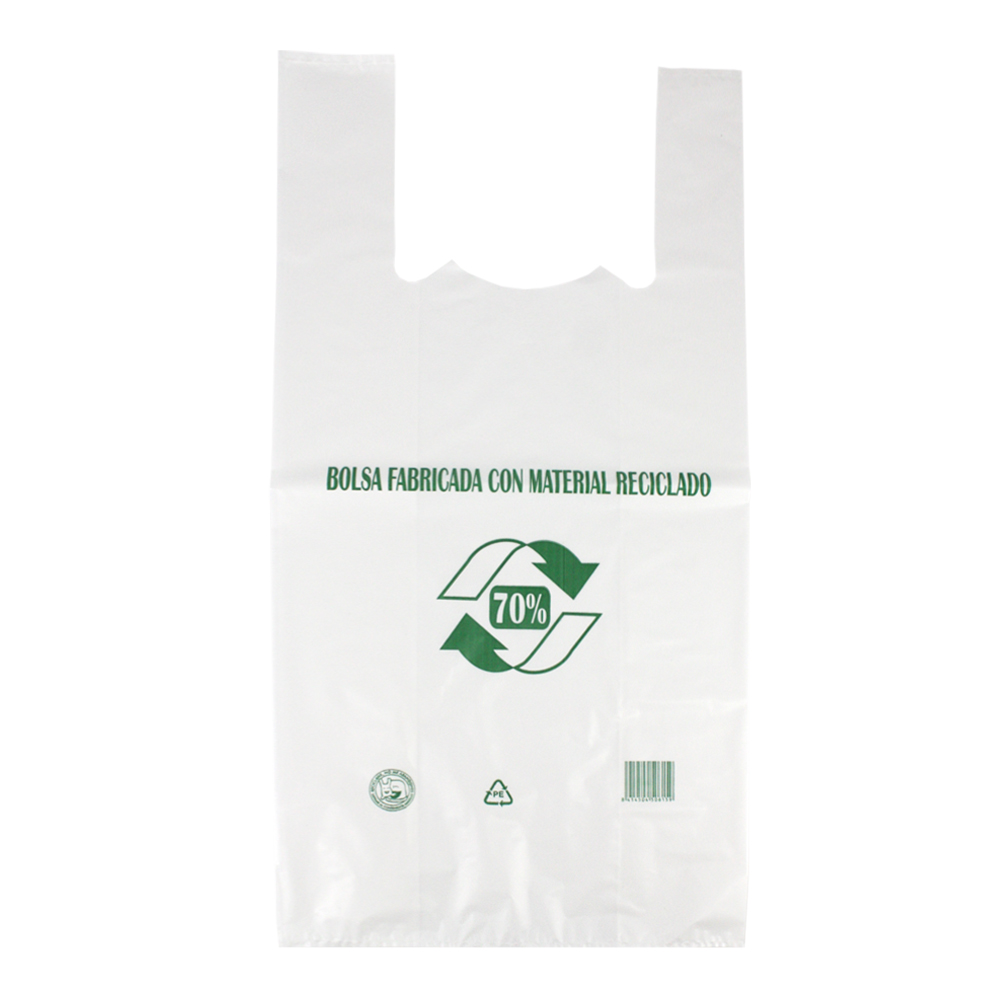 Bolsas de plástico con asas 48x60 cms 70% recicladas