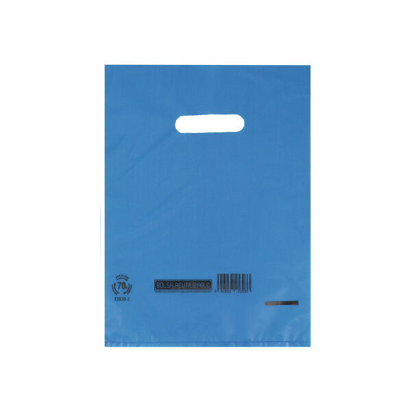 Bolsas de plástico grandes de asa lazo color azul •