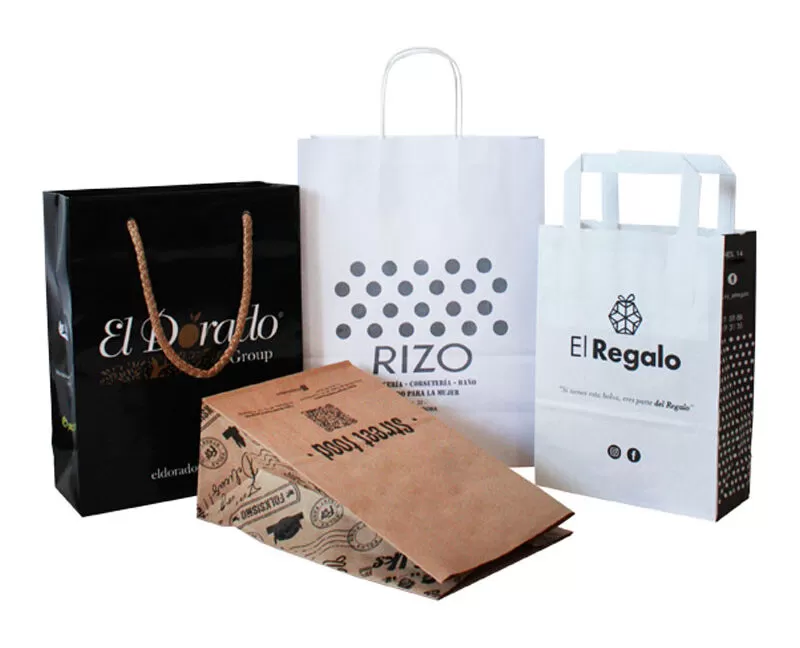 bolsas de papel, bolsas para envios, bolsas para entregas, bolsas asa  rizada personalizadas
