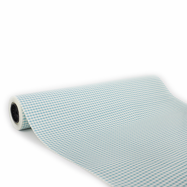 BOBINA VICHY CELESTE Bobina de Papel Regalo Cuadros Vichy Azul 62cms 80m - Imagen 1